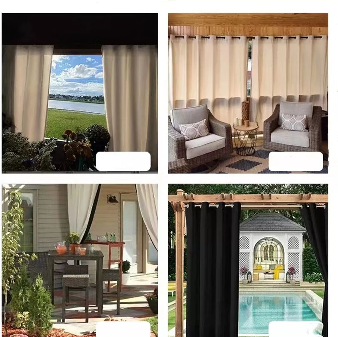 INF Wasserdichter Outdoor-Vorhang für Terrasse, Pergola S