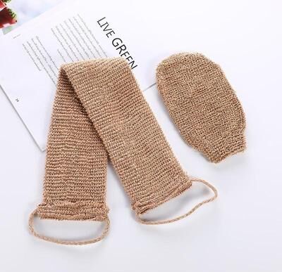 Everyday Crate Heavy Duty Double Sided Jute Back Scrubber Set With Gloves For Deep Exfoliating Shower Care back Comb+gloves