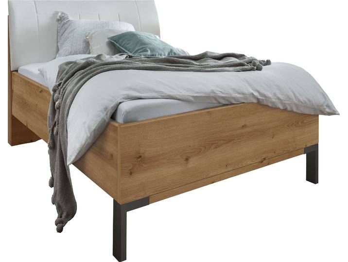 Futonbett, Holzwerkstoff, Braun, 99×218 cm, Polsterkopfteil, Komforthöhe, Wiemann
