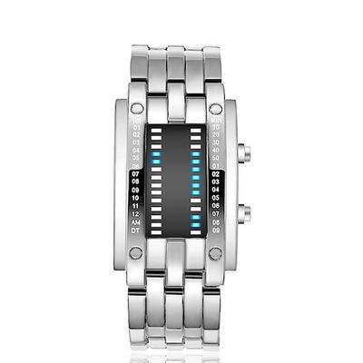 Digitaluhr Geschenk für Männer Coole Fashion Armbanduhr LED Licht Edelstahl Sportarmband Männer Armbanduhr