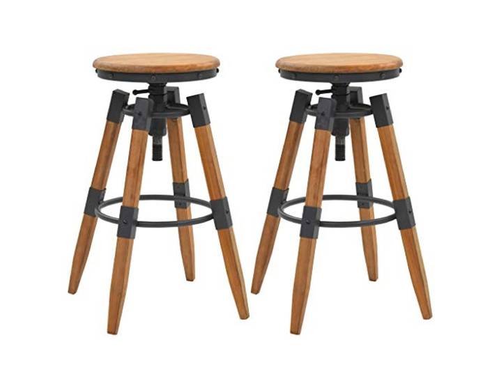 NLQMSU Barhocker, 2 Stück, aus massivem Tannenholz, höhenverstellbar Stabiles Massivholz, industrielles Design, einfache Anpassung, 110 kg Kapazität pro Sitz, geeignet für Küche und Esszimmer