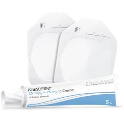 ANESDERM 25 mg/g + 25 mg/g Creme + 10 Pflaster 5X5 g Creme