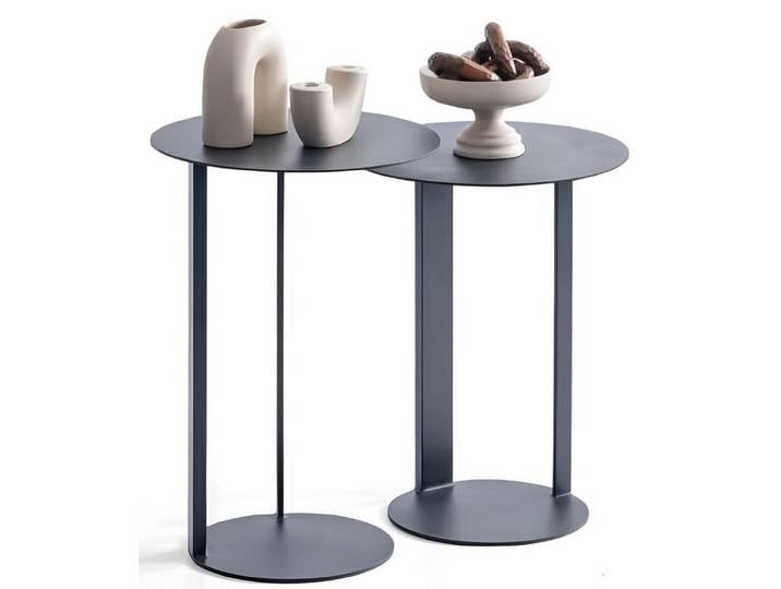 JVmoebel Beistelltisch JVMoebel Beistelltisch mit runder Metallplatte und schwarzen Beinen (2-St), Made in Europa