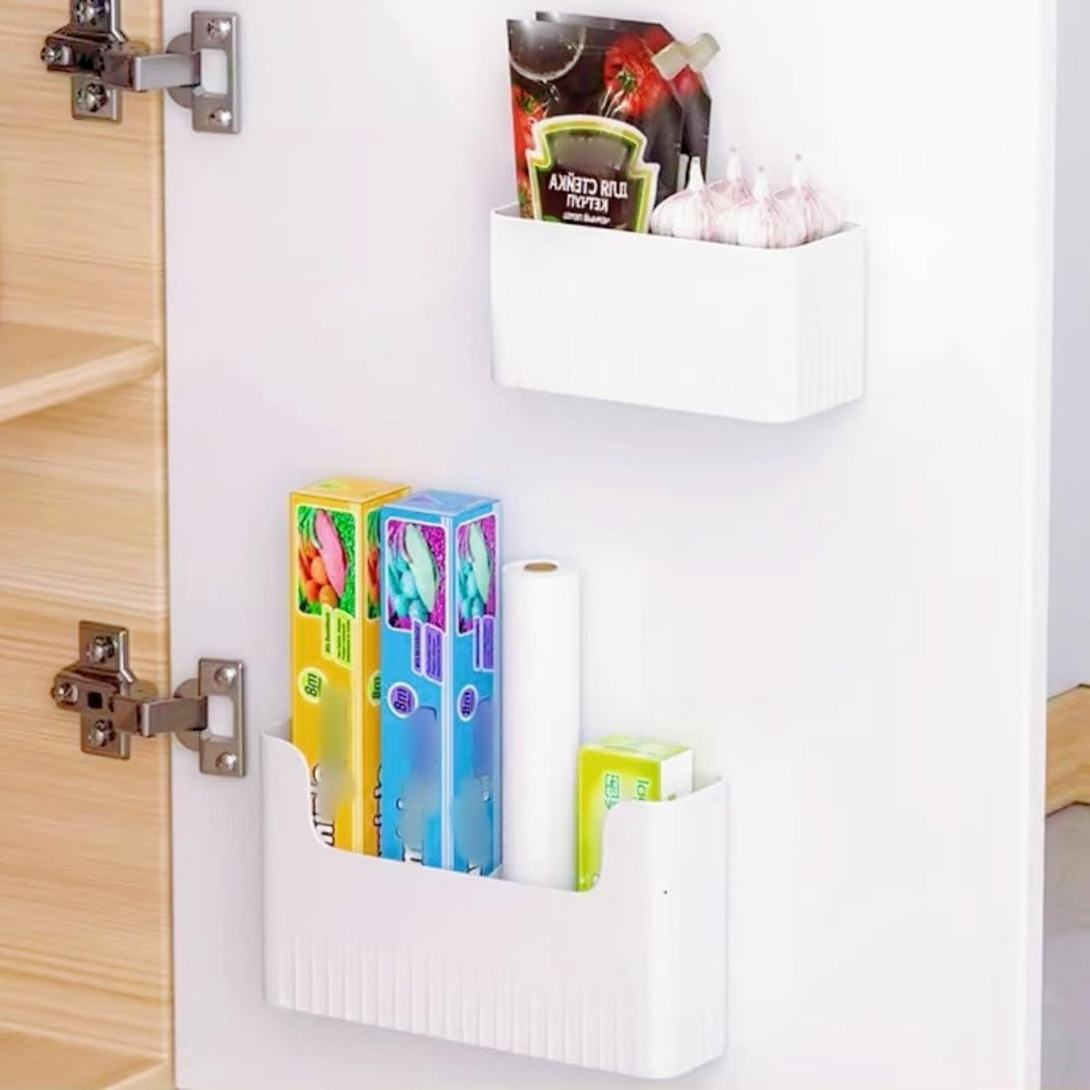 Set van 2 zelfklevende opbergdozen van kunststof voor badkamer en keuken