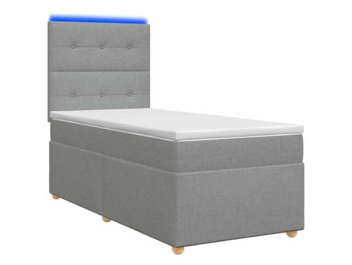 RJPLMFV Boxspringbett mit Matratze, 90 x 190 cm, Grau Verstellbarer Kopf, USB-LED, mittlere Härte, waschbarer Bezug