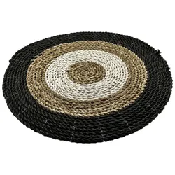 OIO NATURA Set mit 2 individuellen Teppichen aus Raffia in 2 Farben, Ø 38 cm