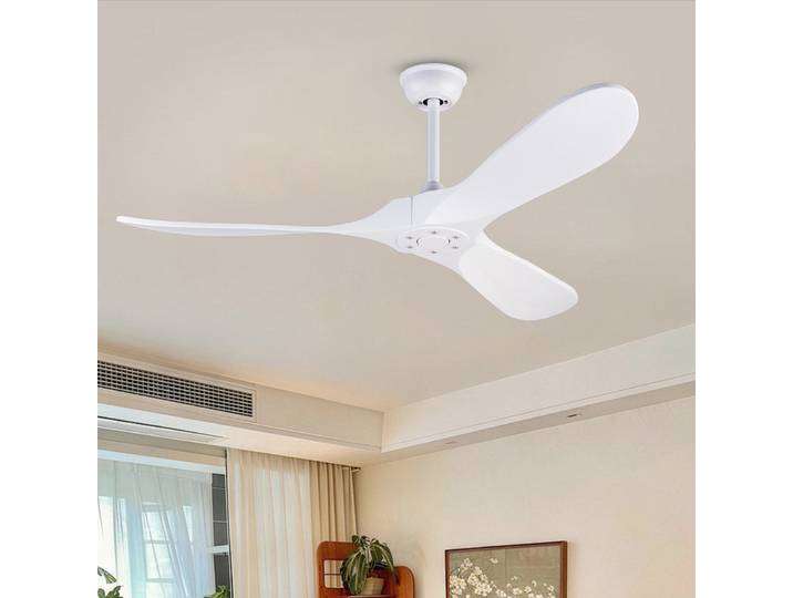 Ventilateur de plafond 52-60 pouces sans lumière avec télécommande, moteur DC, pales ABS industrielles vintage, ventilateur décoratif grand format
