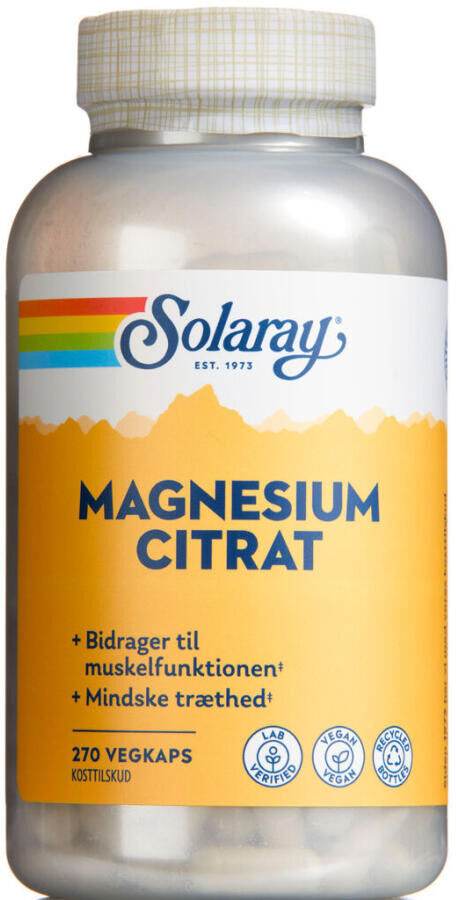 Solaray Magnesium Citrat Kapsler Kosttilskud 270 stk
