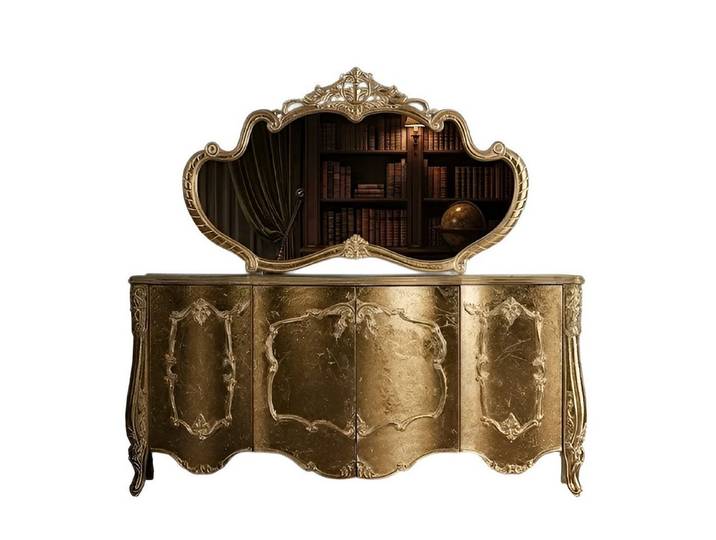 Xlmoebel Sideboard Elegantes Sideboard in ansprechender Holzoptik (Sideboard, 1 St., Sideboard mit Spiegel), Made in Europa