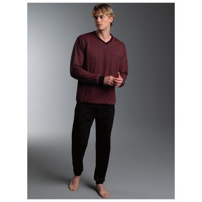 Schlafanzug TRIGEMA "TRIGEMA Pyjama mit Kettenmuster", Herren, Gr. M, schwarz, Single Jersey, 100% Baumwolle, Homewear-Sets Schlafanzug