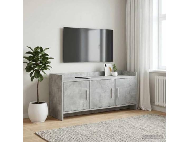 LPERTGFHU TV-Schrank, Mediaconsole aus Holzwerkstoff, 3 Türen, Betongrau Modernes Design, Viel Stauraum, Inklusive Metallgriffe, Einfache Montage