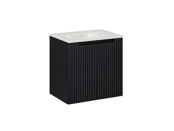 Meuble simple vasque encastrée 60cm 2 portes Riva Noir
