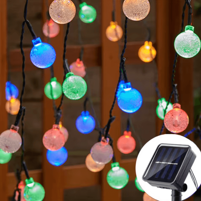 Inspire Curations Solar Bubble Ball String Lights 20 50 100 LED Outdoor Decor multicolor 5m 20leds