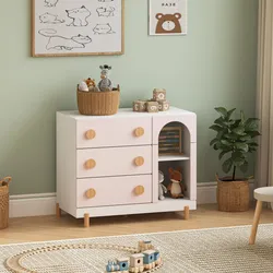 Kinderkommode Vaarentaa 3 Schubladen 2 Fächer Weiß/Cotton Candy [en.casa]