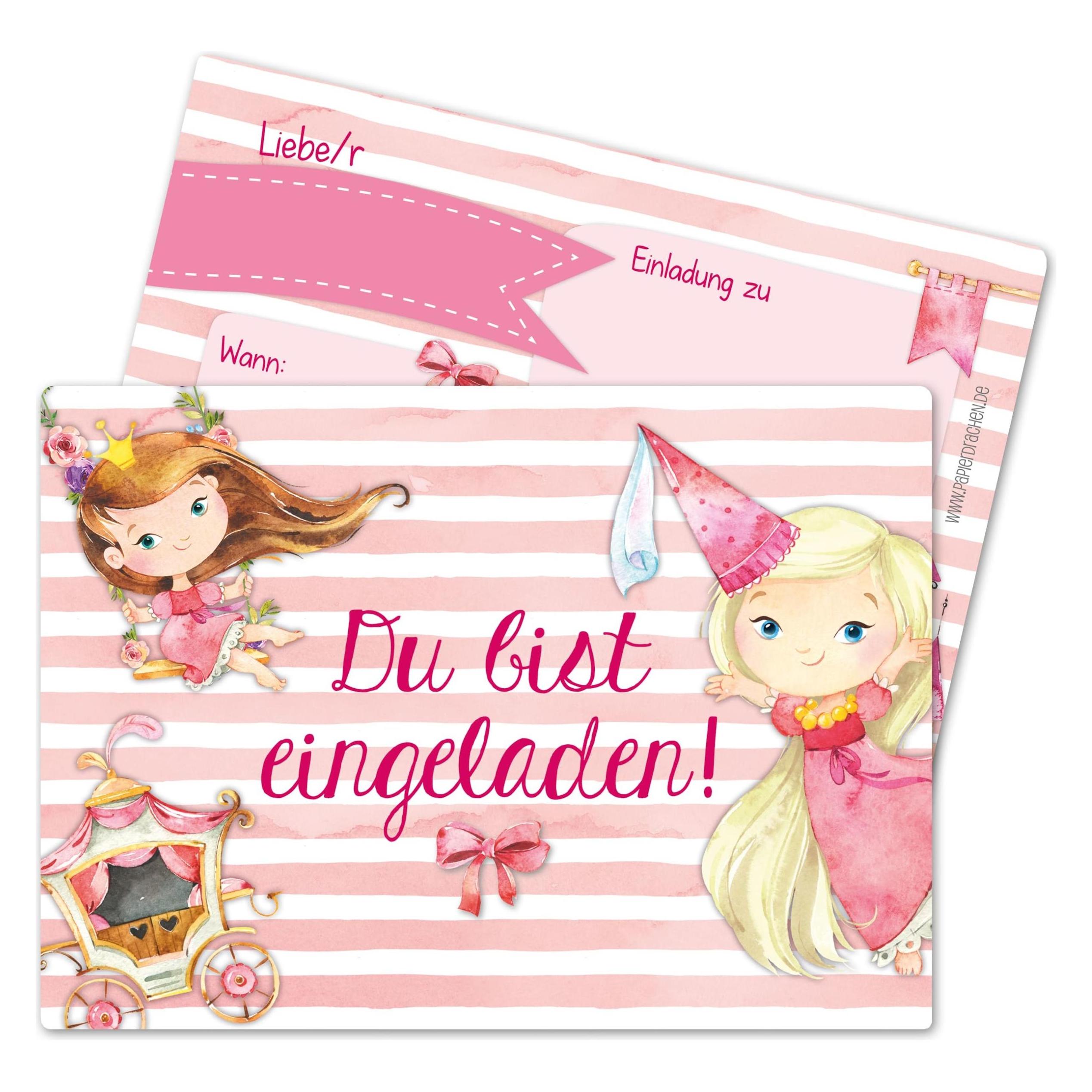 Papierdrachen Einladungskarten zum Geburtstag - Prinzessin (12 Stk.) (71720158)