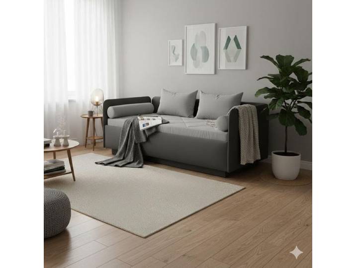 Schlafsofa Eriko Komfort Kunstleder mit Bettkasten 80x235x99cm Dunkelgrau Relaxfunktion klassischer Stil