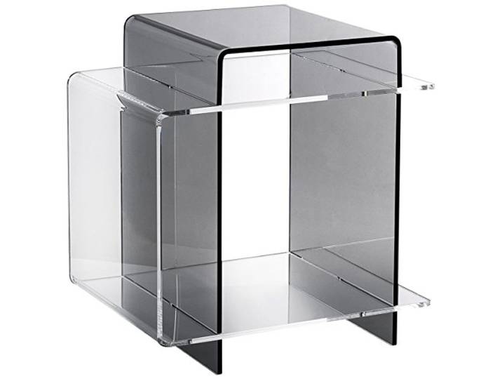 Iplex Design 70's nachtkastje/bijzettafel van plexiglas, rookglas, transparant/transparant