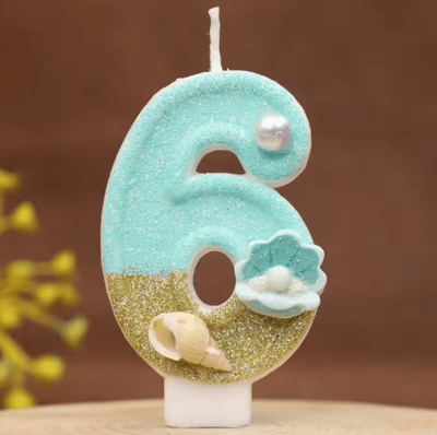 Inspire Picks Reusable Beach Theme Number Candles Ocean Birthday Cake Decorations For Yearly Celebrations number 6