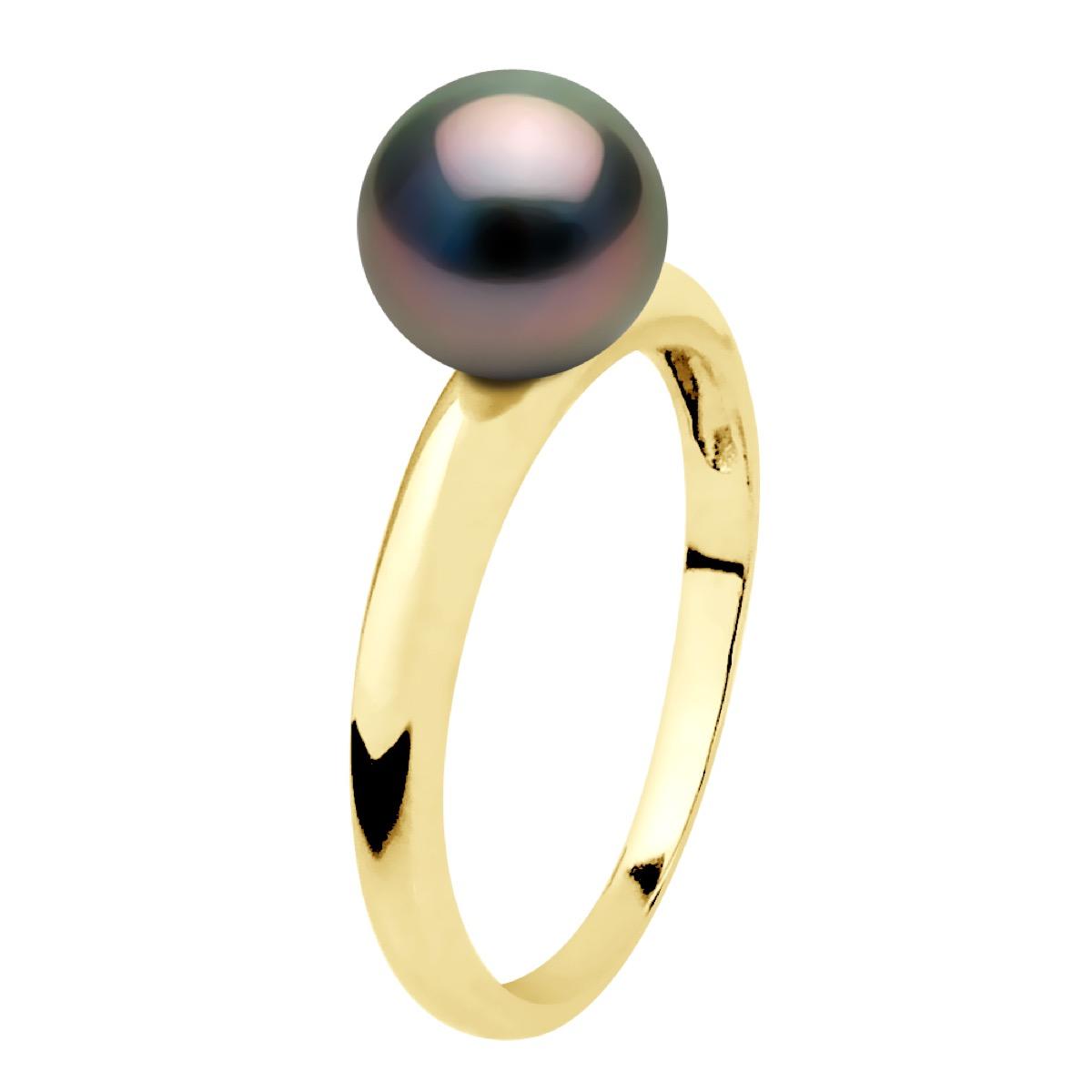 Ring Echte Gekweekte Tahiti Parel Rond 7,5-8 mm - Geel Goud