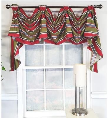RLF Home Design Nigel Stripe Victory Swag 3-Scoop Window Valance