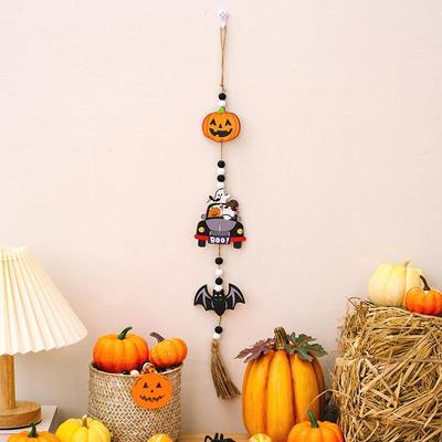 Snug & Styled Rustic Christmas Hanging Decoration Wooden Bead Garland For Festive Home & Party Decor car Bat