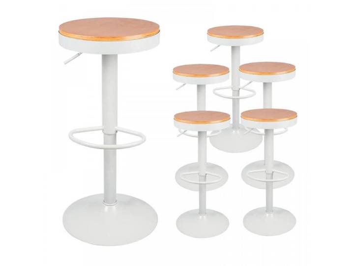 Tabouret de bar - SUPFINE - Lot de 6 - Hauteur réglable 55-75 cm - Métal et bois - Design contemporain