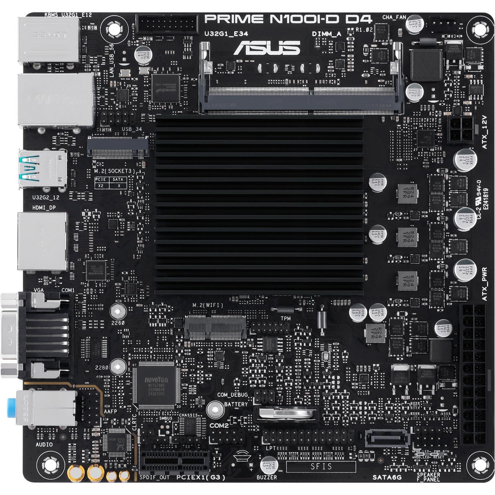 Asus Prime N100I-D D4-CSM Moederbord met N100 Processor en USB3.2 Gen 2