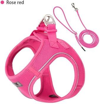 Uplift Essentials Safe Stride Reflective Dog Harness & Leash Set pink m