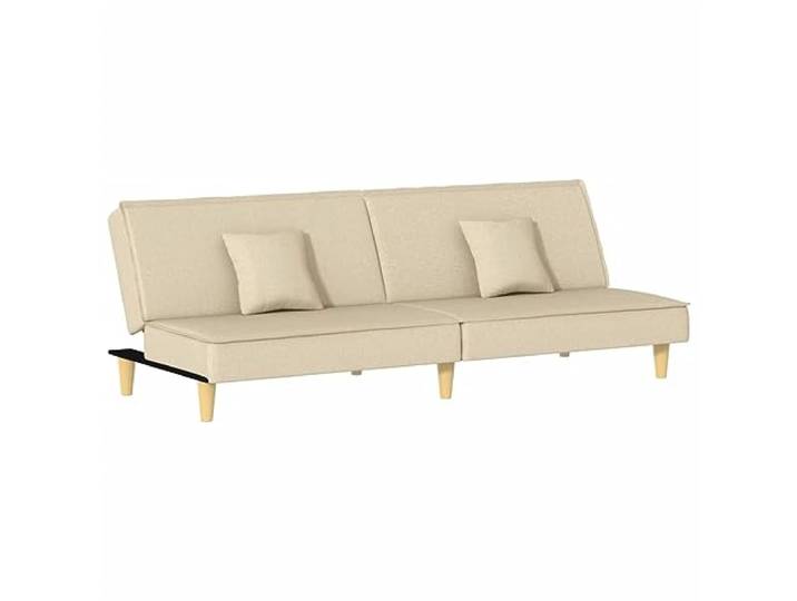 Todiikf Schlafsofa mit 2 Kissen Verstellbar Klappsofa Couch Creme 200 cm Bequemes Bettsofa fürs Schlafzimmer mit getrennt verstellbarer Rückenlehne, dicker Polsterung und zwei Zierkissen.