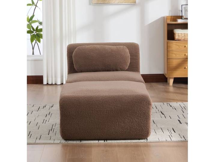Fauteuil lounge 1 place en chenille beige sans montage confort moelleux livré monté