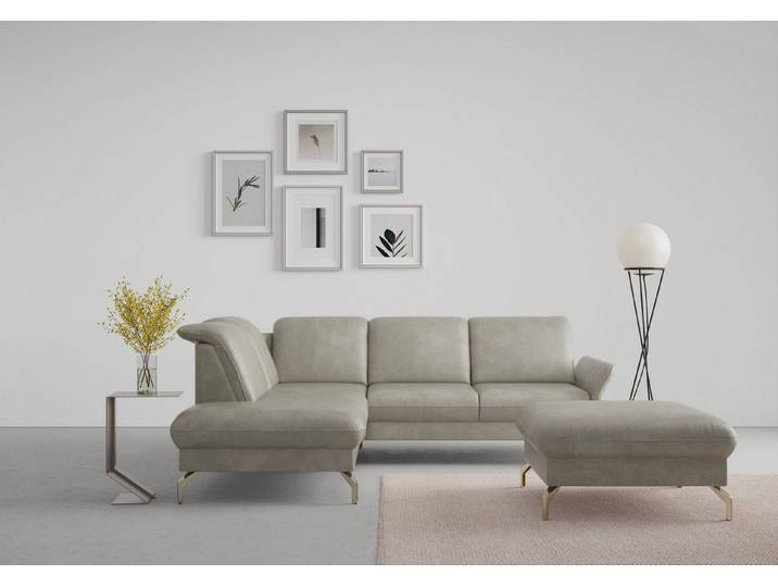 sit&more Ecksofa Fashion L-Form, wahlweise mit Kopfteilverstellung, Vorziehsitz, motorisch, Nickelfüße