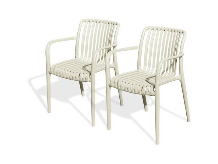 Lot de 2 fauteuils de jardin - CITY GARDEN - Tiago-FT - Empilable - Sable