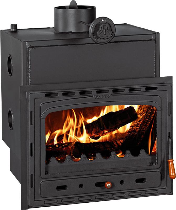 Kamineinsatz PRITY C W18 | 5,1 + 18,4 kW | Gesamt 23,5 kW | Ø200 mm | Gusseisentür | 26 l Wassertasche