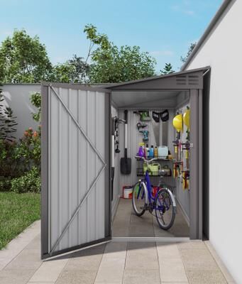 AISWORD 4x9 FT Lean to Shed with Windows,Outdoor Storage Shed Tool House with Sloping Roof with 2 Vents and 1 Side Open Door
