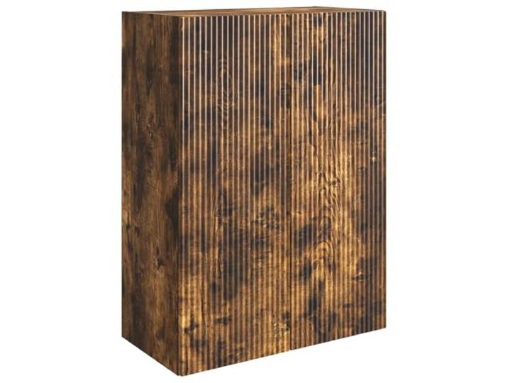 KLGBNCVE Wandschrank 66 x 34,5 x 90 cm Holzwerkstoff Räuchereiche Fächer, Schublade, Regal, USB-LED-Leuchten, abschließbare Rollen, geringe Stellfläche