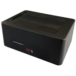 LC-Power LC-DOCK-U3-V (USB-B, 2 Ports), Dockingstation + USB Hub, Schwarz