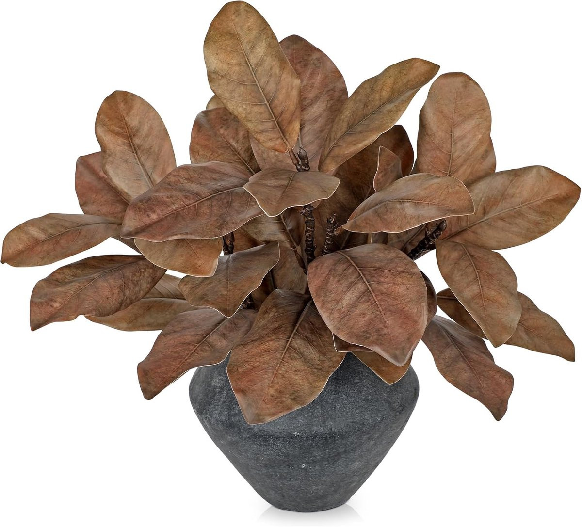 Set van 3 realistische kunstmatige magnolia-bladeren in herfstkleuren voor decoratie