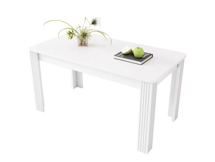 Flora Grace Esstisch in Weiß mit 4 stabilen Beinen und pflegeleichter Tischplatte,116/65/75 cm, 65x75x116 cm, Esszimmer, Esstische