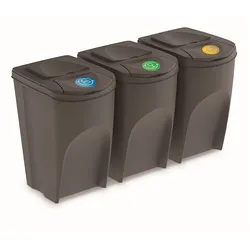 Set mit 3 105-l-Prosperplast-Sortibox-Kunststoff-Recyclingbehältern in Grau