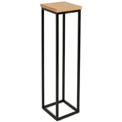 DELUKE® Blumenständer Holz LURI - 90cm hoch, Eichenholz, Metallgestell | Dekoständer für Blumen Pflanzenregal Pflanzenständer