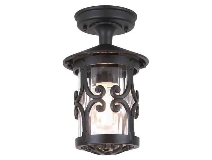 Lanterne de plafond Hereford, noir/transparent, IP23, métal - Elstead - Ancien