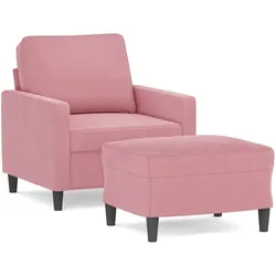 vidaXL Sessel mit Hocker Rosa 60 cm Samt