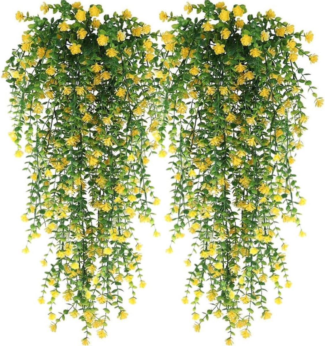 Set van 2 Gele Kunstbloemenranken van 78 cm – Realistische Kunstbloemenslinger met Bladeren voor Woonkamer, Balkon of Tuin
