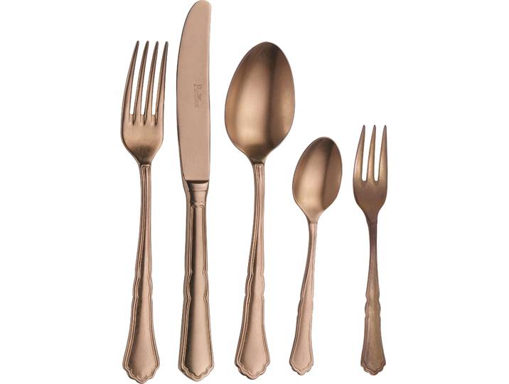 Besteck-Set PINTINOX Settecento Alchemique , braun (altkupferfarben), 30 Stk., Edelstahl 18/10, Essbesteck-Sets, Optik Bronze SW PVD Beschichtung