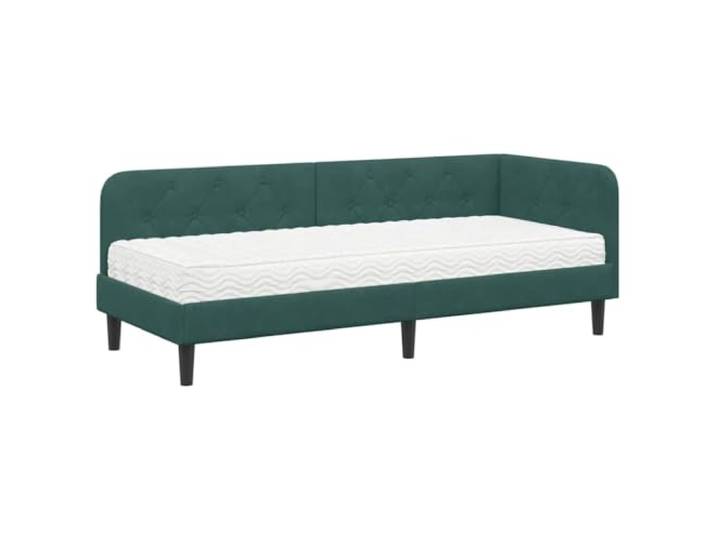 PUGYNBK Eckbettgestell Dunkelgrün, 80 x 200 cm Weicher Samt, robustes Sperrholz, Schaumstoffmatratze im Lieferumfang enthalten, vielseitiges Schlafsofa