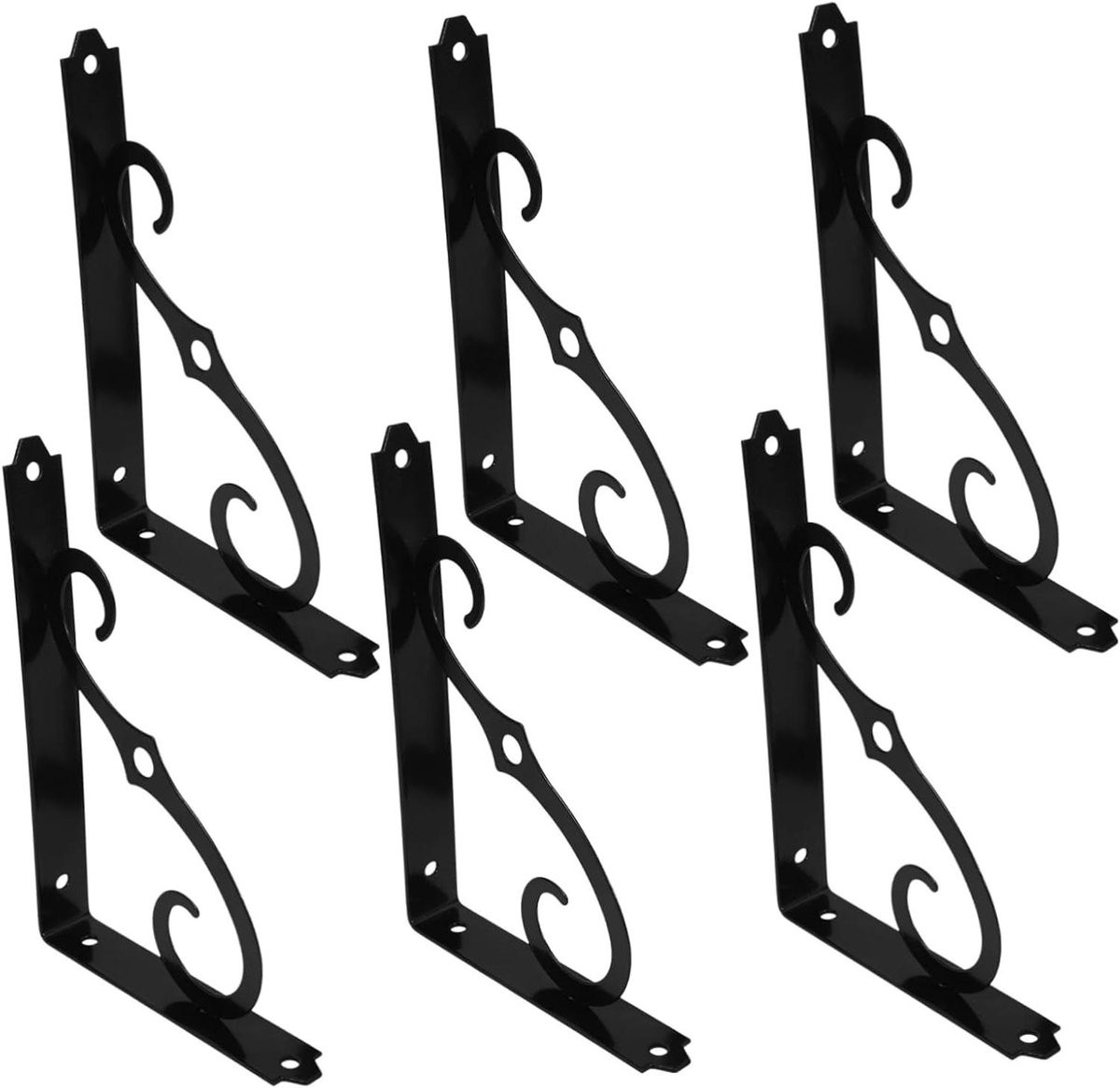 Zwarte plankdragers als hoekbeugels voor het ophangen van planken, 20.3 cm
