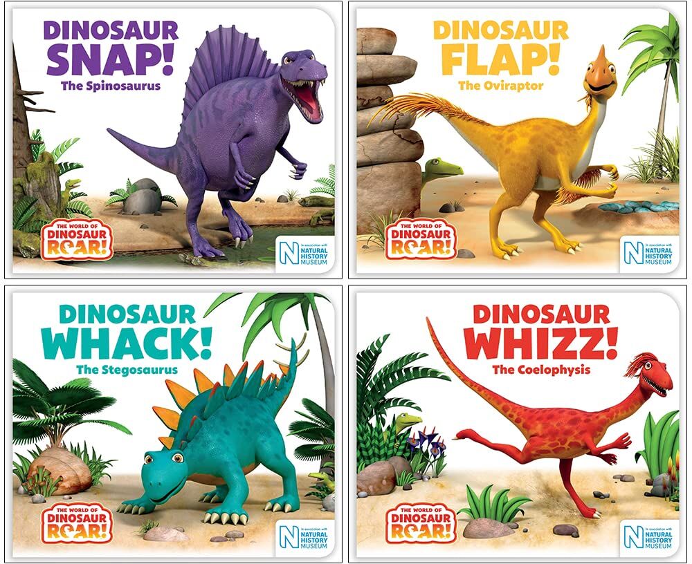 MACMILLAN Dinasour Books, World of Dinosaur Roar Book Series - Kids Book Collection Set 5 - 8 (Dinosaur Snap, Dinosaur Flap, Dinosaur Whack & Dinosaur Whizz