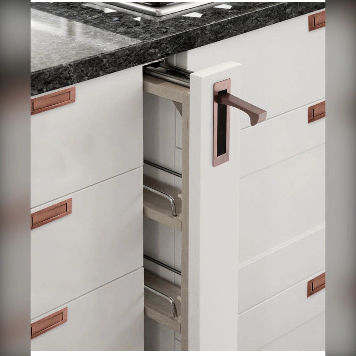 INF Eingelassener Zuggriff aus 304 Edelstahl – gebürsteter bündiger Schrank- und Kleiderschrankeinsatzgriff, verdeckte Basis Silber