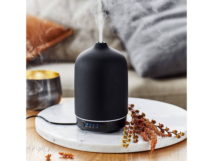 Aroma Diffuser CLOUD NINE Schwarz/Schwarz Kunststoff, Keramik, Metall Ø 9cm