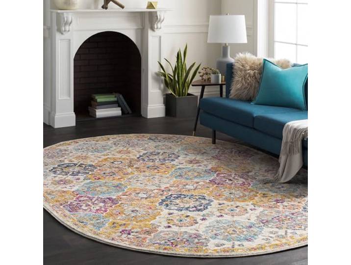 Livabliss INES Sicily Vintage Teppich 200x275 cm – Gelb, Orange, Weinrot